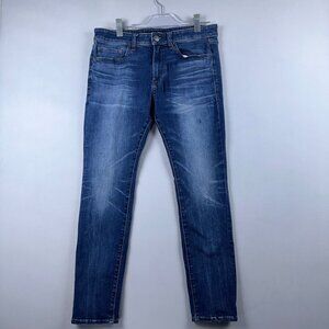 Express Skinny Jeans Womens Size 32X30 Hyper Stretch Mid Rise Stone Wash Blue